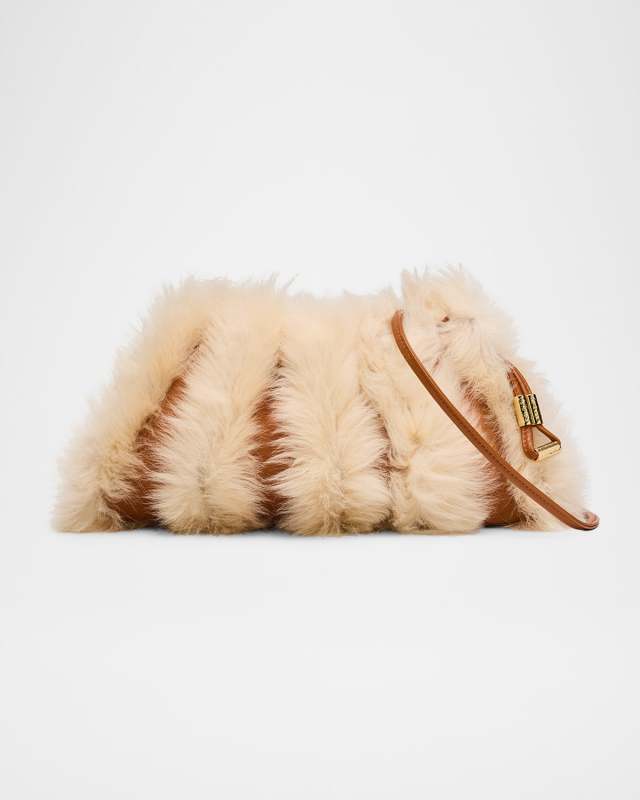 Adria Mini Pleated Wave Shearling Crossbody Bag
